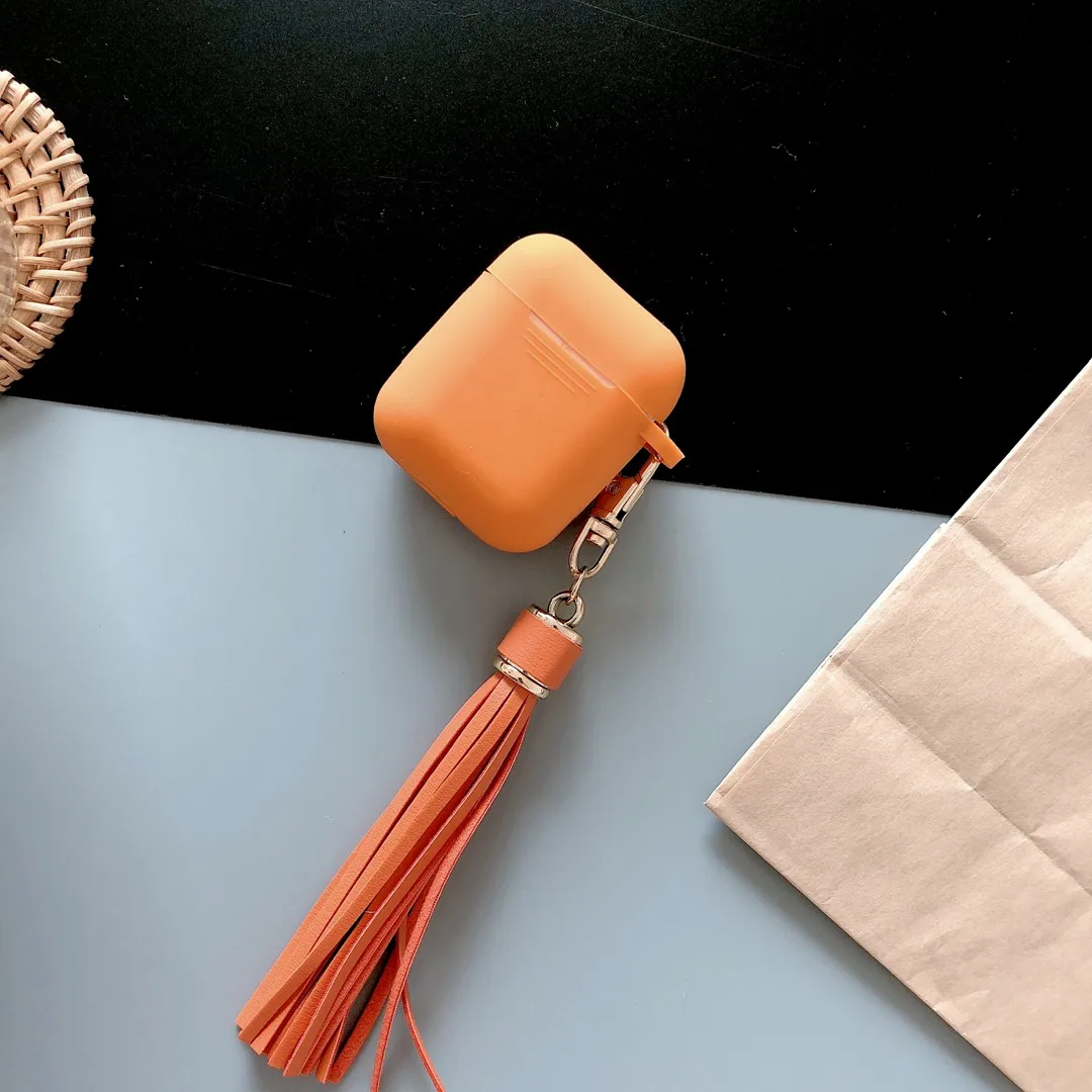 C2 Роскошный чехол для AirPods с длинной шелковой кисточкой ручной работы, аксессуары для ключей, силиконовый чехол для Airpods 2, чехол для наушников с Bluetooth - Цвет: C2
