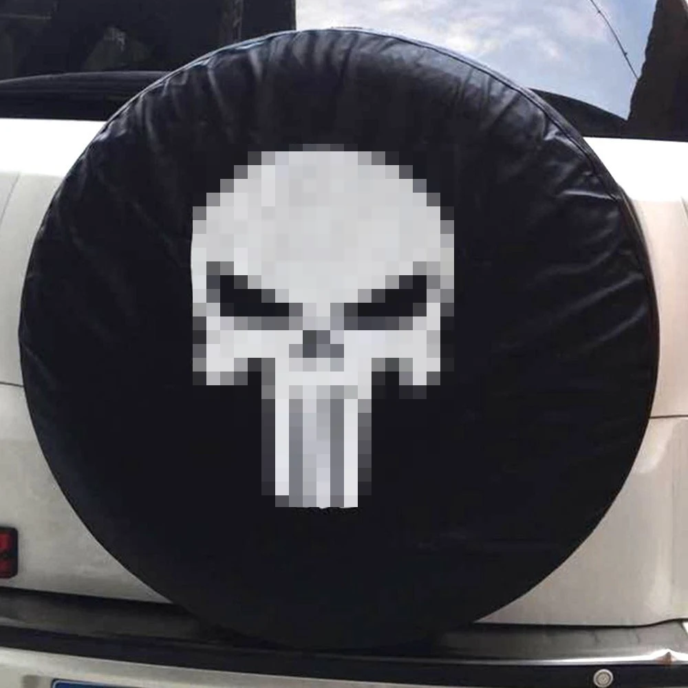 

For 2018 Jeep Wrangler JL JLU JK Suv Spare Tire Cover Punisher Skull Type For Suzuki Trailer Wheel Fits Entire Wheel 33"-35"