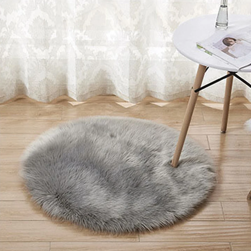 Круглый меховой коврик мягкий из искусственной шерсти для спальни чехол на стул