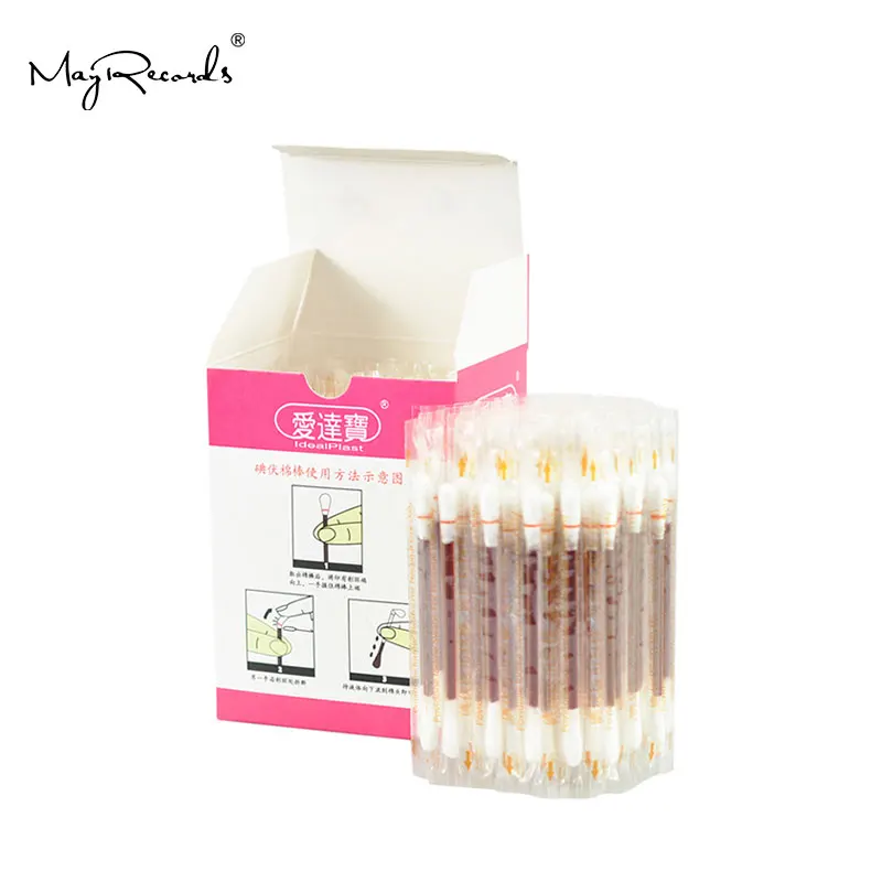 100 шт. идеалпласт одноразовый Медицинский Йод ватных палочек бар с йодом для