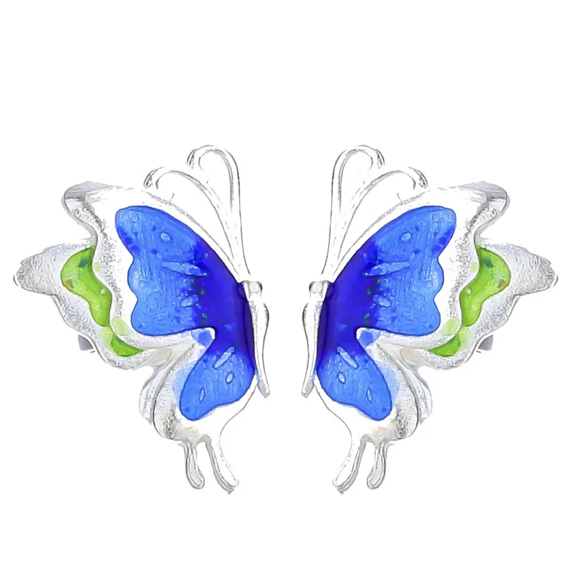 S925 стерлингового серебра Цвет Бабочка милые серьги гвоздики модные ювелирные