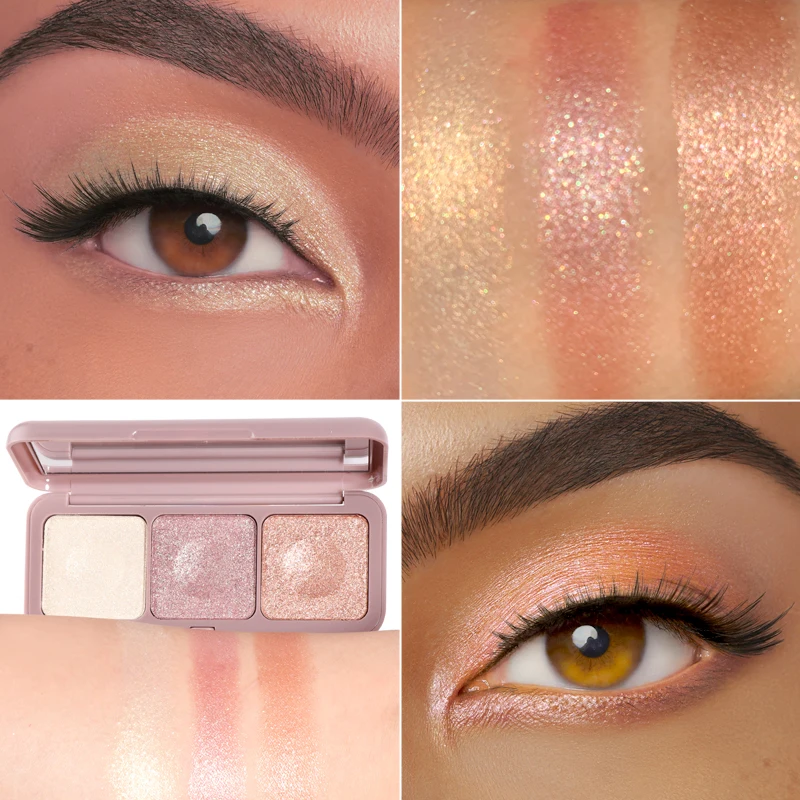 Палетка теней для век 3 цвета перламутровые молочный чайный натуральный цвет