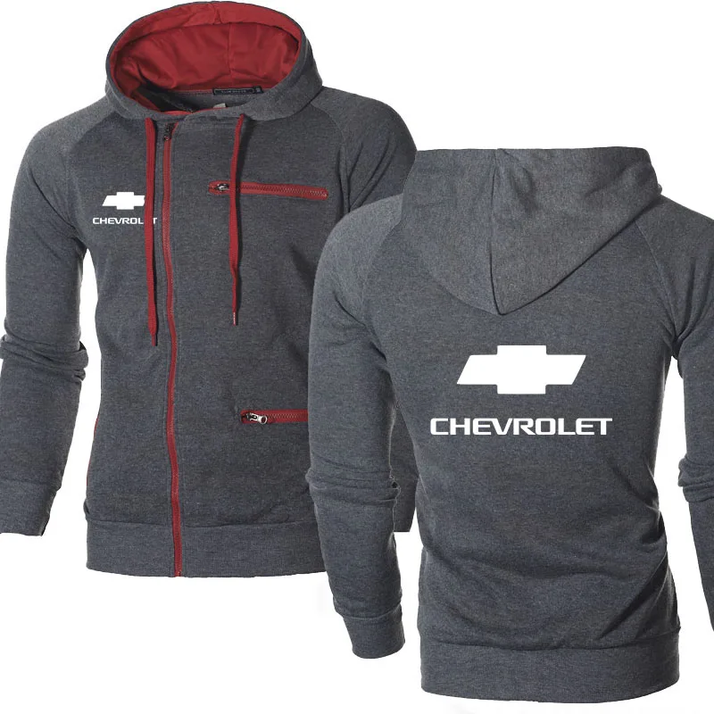 Мужские толстовки автомобиль Chevrolet Логотип Печать Повседневная Хип Хоп Толстовка Harajuku Флисовая теплая толстовка с капюшоном мужская куртка на молнии