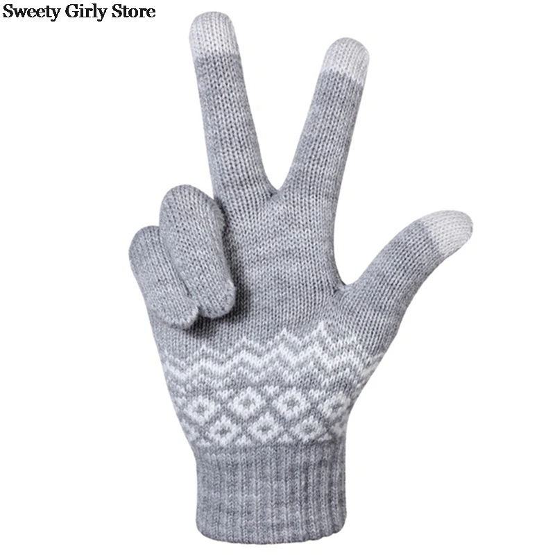 

Christmas Winter Knitted Gloves Keep Warm Wrist Gloves Women Men Full Fingers Touch Screen Mittens Unisex Arm Hand Warmer Gifts