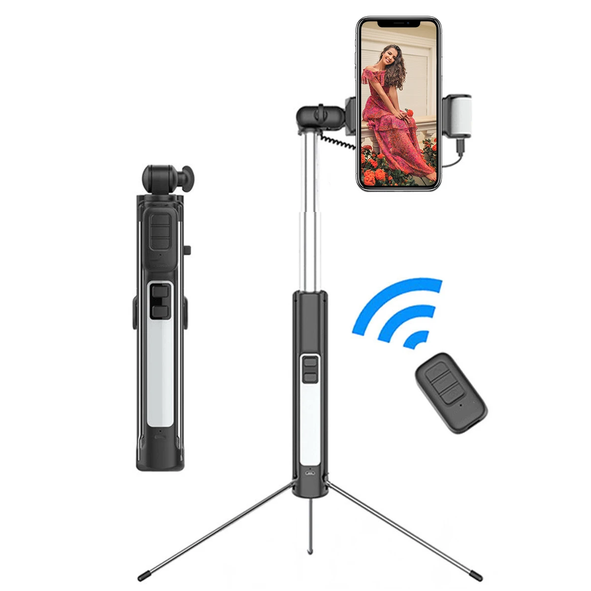 Беспроводной BT селфи Палка с пультом дистанционного управления Выдвижной клип