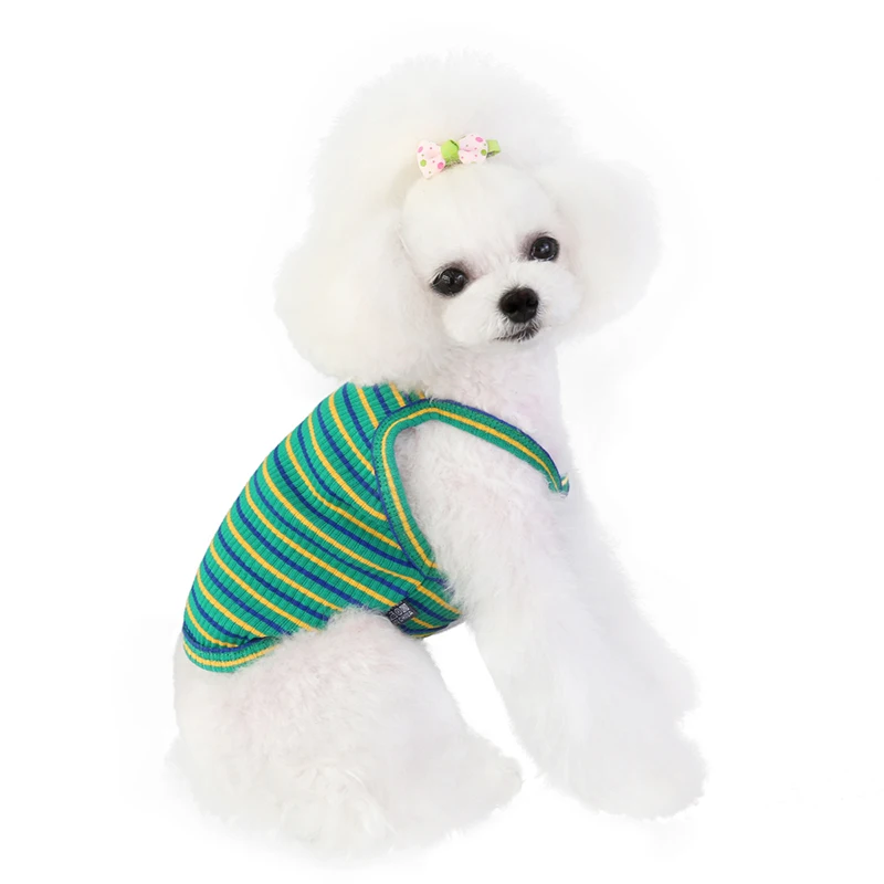 

Classic Stripes Dog Camisole Spring Summer Knitted Pet Clothes Small Dogs Sweatshirt For French Bulldog Pug teacup Puppy Clothes