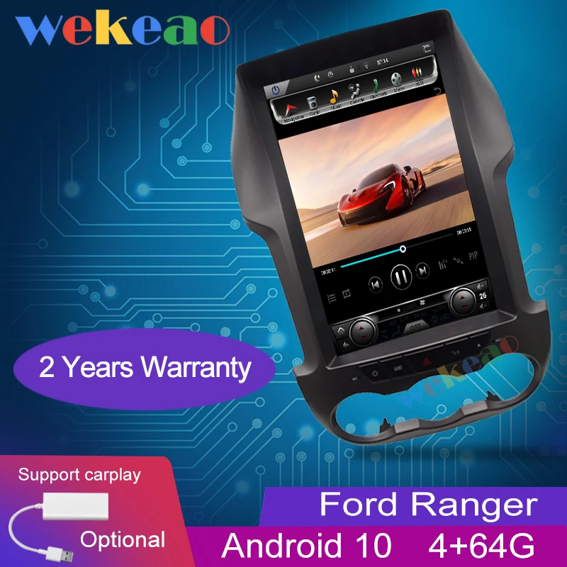Wekeao 12 1 &quotвертикальный экран Tesla Style Android 10 для Ford Ranger F250 Автомагнитола GPS
