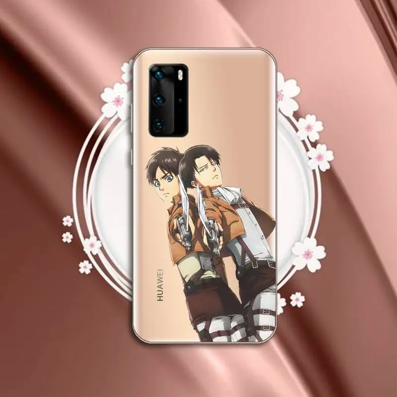

Attack on Titan anime fire cool Phone Case Transparent for huawei P 40 30 20 lite pro smart 2019 honor 8X 10i 10 funda