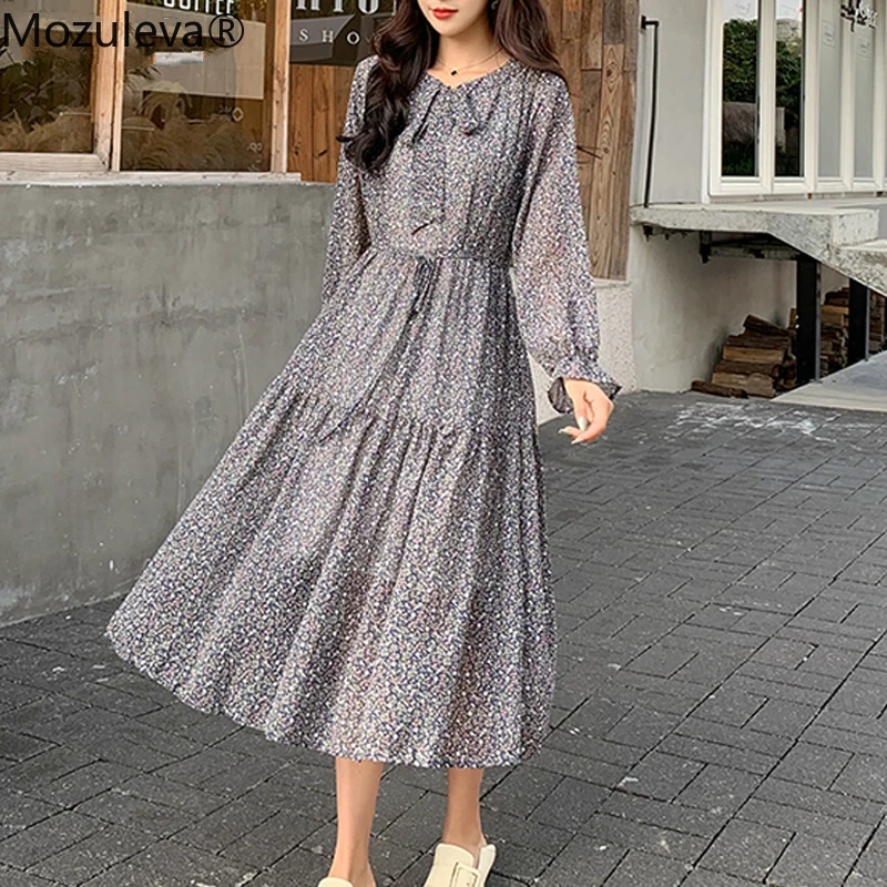 Женское ТРАПЕЦИЕВИДНОЕ ПЛАТЬЕ Mozuleva платье с бантом на шее цветочным принтом и