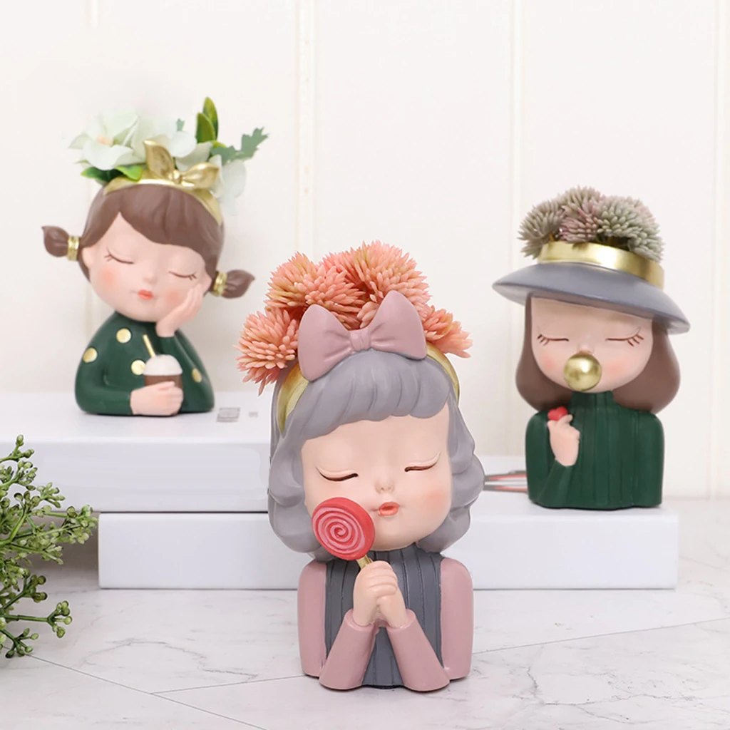 

Маленькая милая девочка, фотополимерный горшок бонсай, фотографический горшок, Декор для дома и офиса, мини-горшок для растений с кактусами