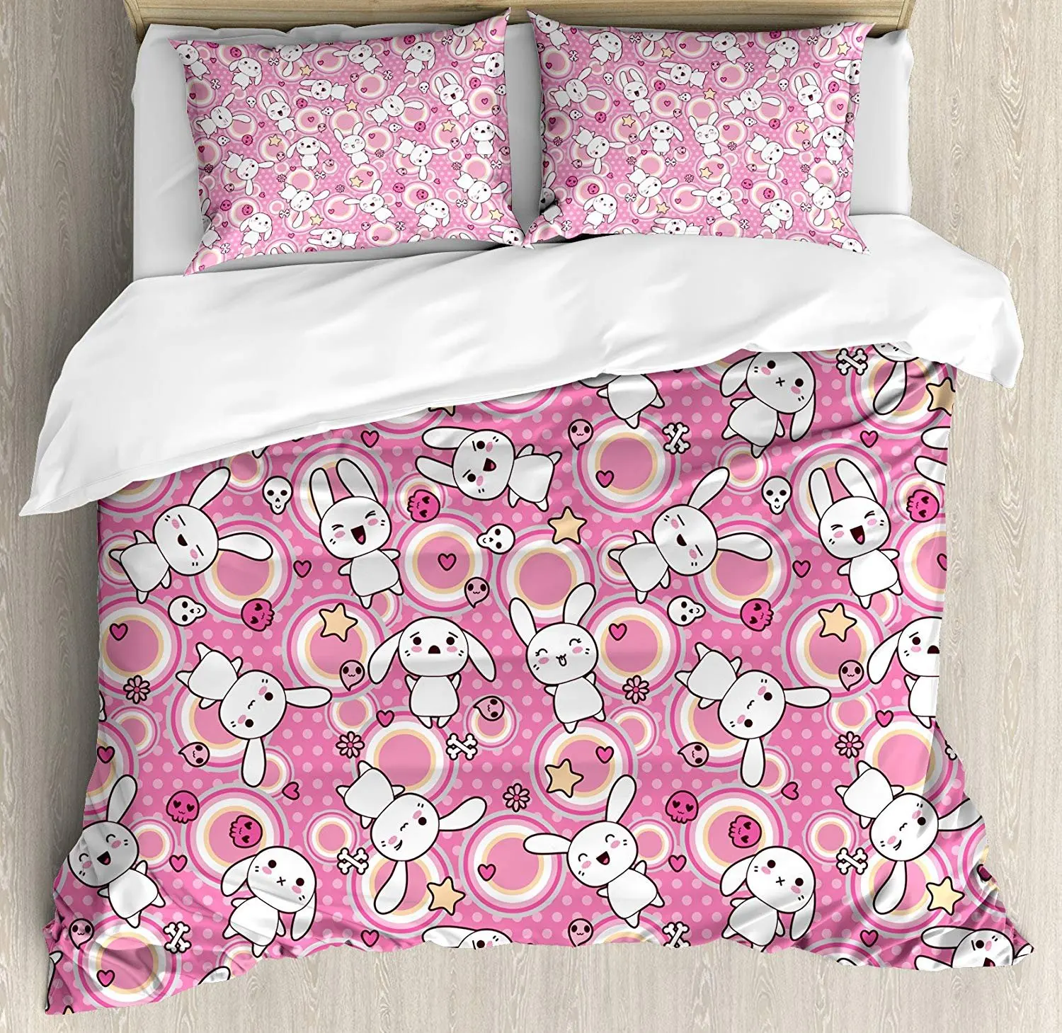 Постельное белье с аниме набор забавная кавайная иллюстрация кроликами Смешные