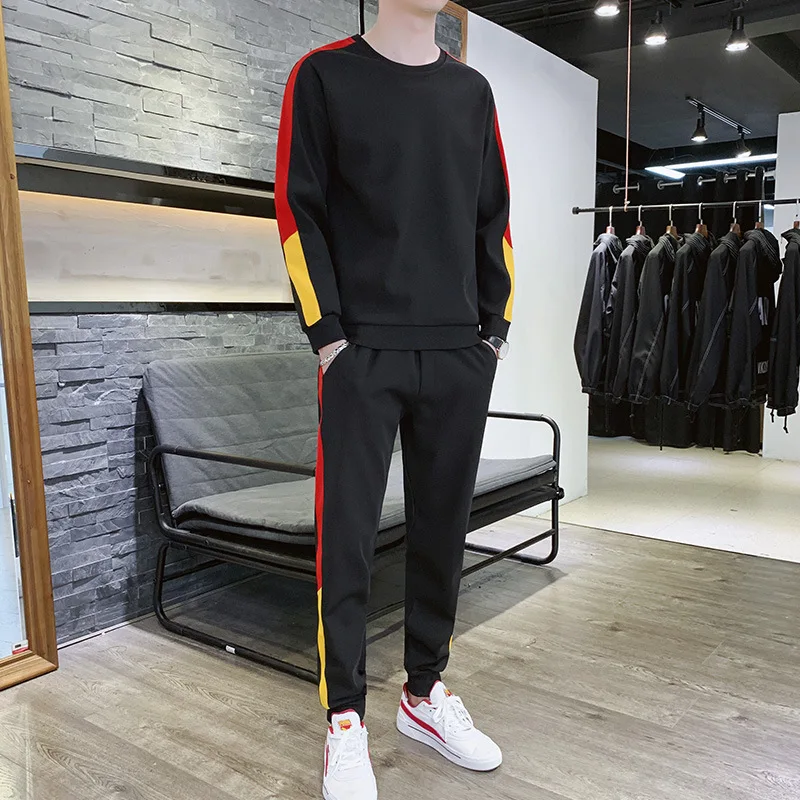 

2020 Spring Men's Sweater Casual Suit New Handsome Korean Trend Sportswear Tide Brand Autumn Trousers Solid Sportswear