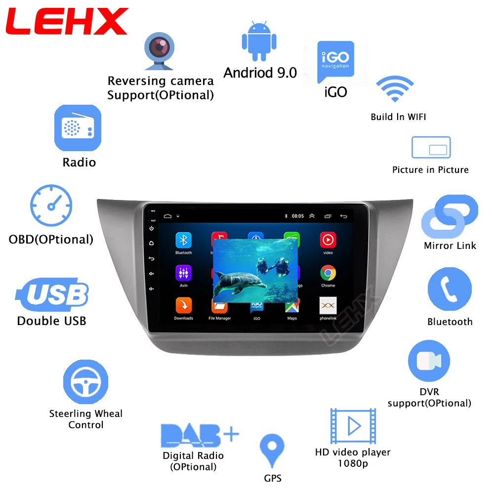 2Din автомобильный Радио мультимедийный плеер 9 дюймов Android 0 2 Гб ОЗУ для Mitsubishi Lancer ix