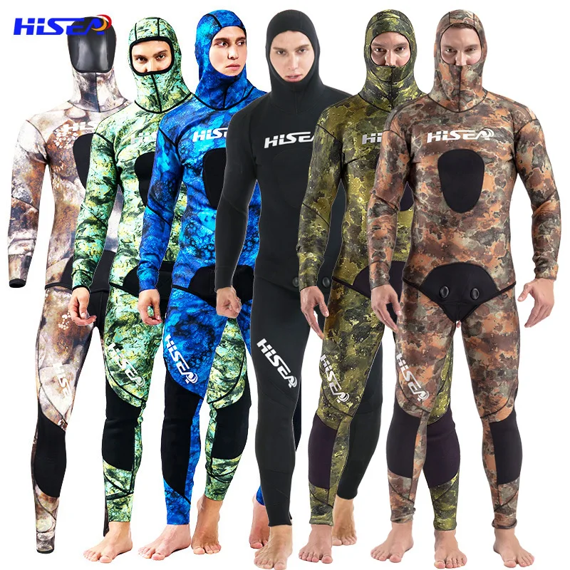 Hisea 3,5 мм камуфляж гидрокостюмы для мужчин spearfishing костюм водолазный костюм гидрокостюм для рыбалки и охоты, одежда