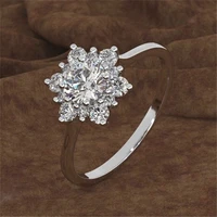 luxury simple female snowflake ring fashion yellow rose gold color crystal zircon stone ring vintage wedding rings for women