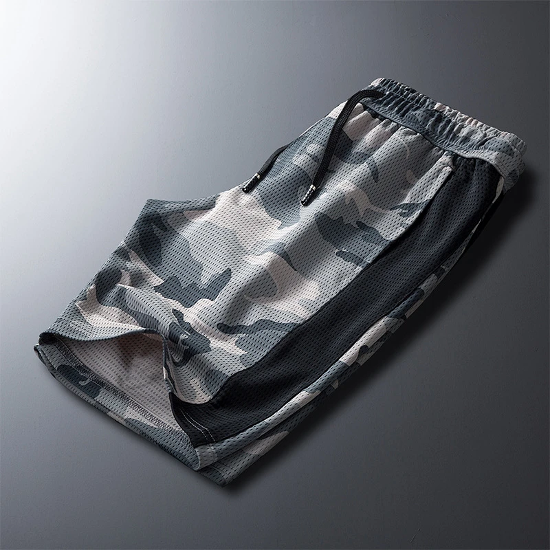 Летние сетчатые быстросохнущие пляжные шорты из ледяного шелка 5XL мужские тонкие