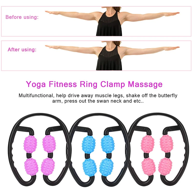 

2021New massager leg relaxation roller ring clamp arm leg massage stick yoga fitness shaping four-wheel exercise fitness machine