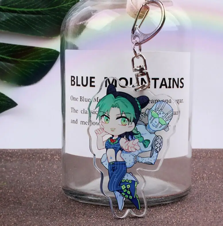 as pictured Anime JoJos Bizarre Adventure Golden Wind Kujo Jotaro Acrylic Figure keychain Keyring Decoration Collection Model Toy Cosplay - Color: as pictured