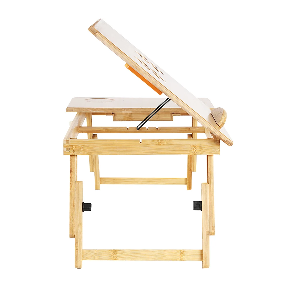 

Portable Laptop Desk Stand Adjustable Bamboo Computer Table Hollow Dissipate Heat Desk Laptop Stand with Fan Use In Bed Sofa