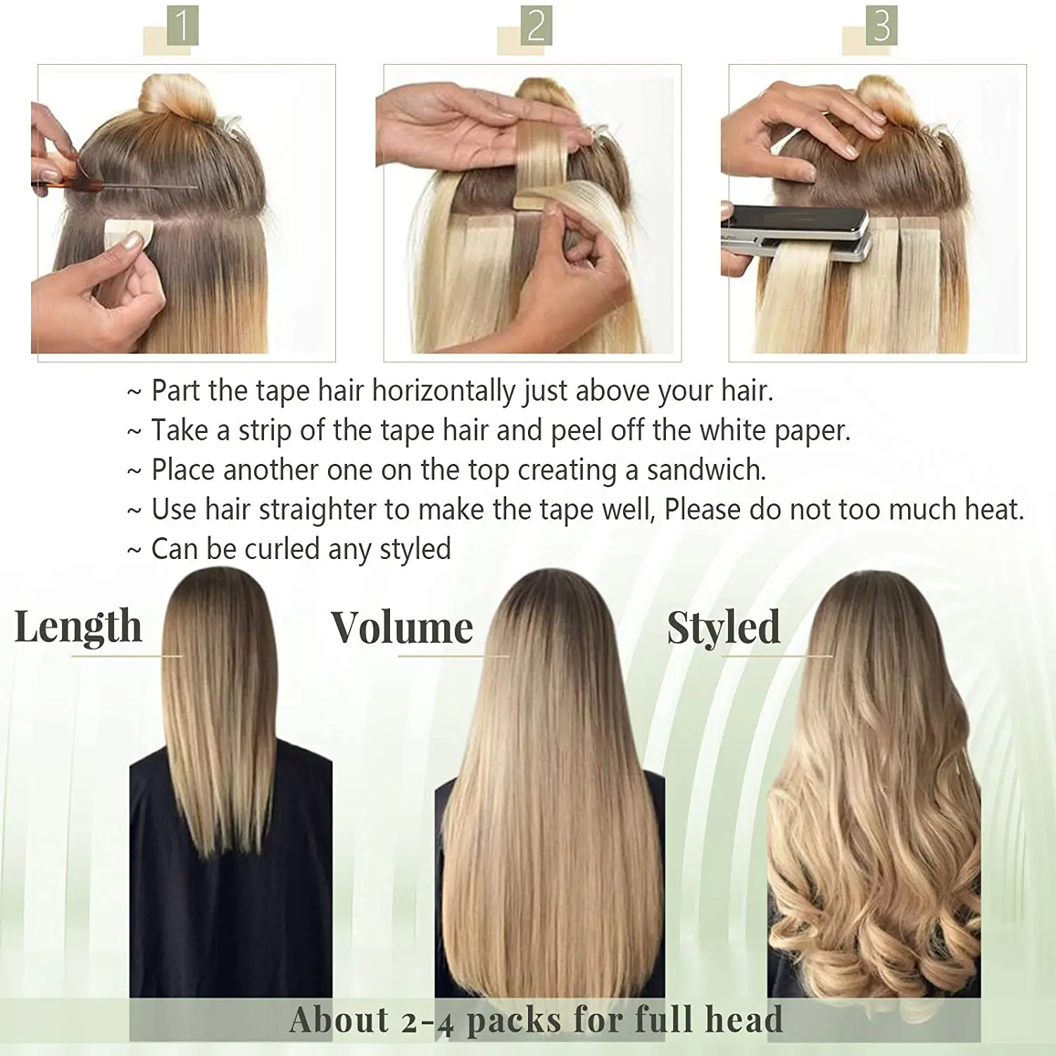 

VeSunny Tape in Hair Extensions Jet Black 100% Remy Real Human Hair Seamless Silky Straight Human Hair Extensions For Woman