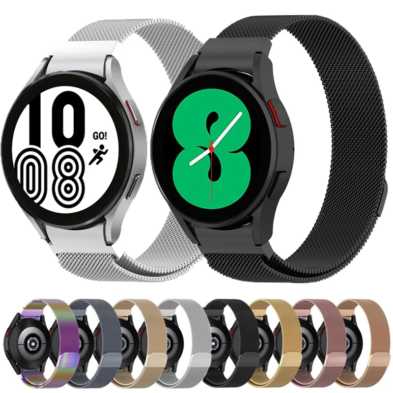

Ремешок магнитный для Samsung Galaxy Watch 4 44 мм 40 мм, металлический браслет без зазора, с изогнутым концом, для Galaxy Watch 4 Classic 46 мм 42 мм