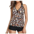 Женский леопардовый купальник-танкини из двух предметов, размеры до XXL