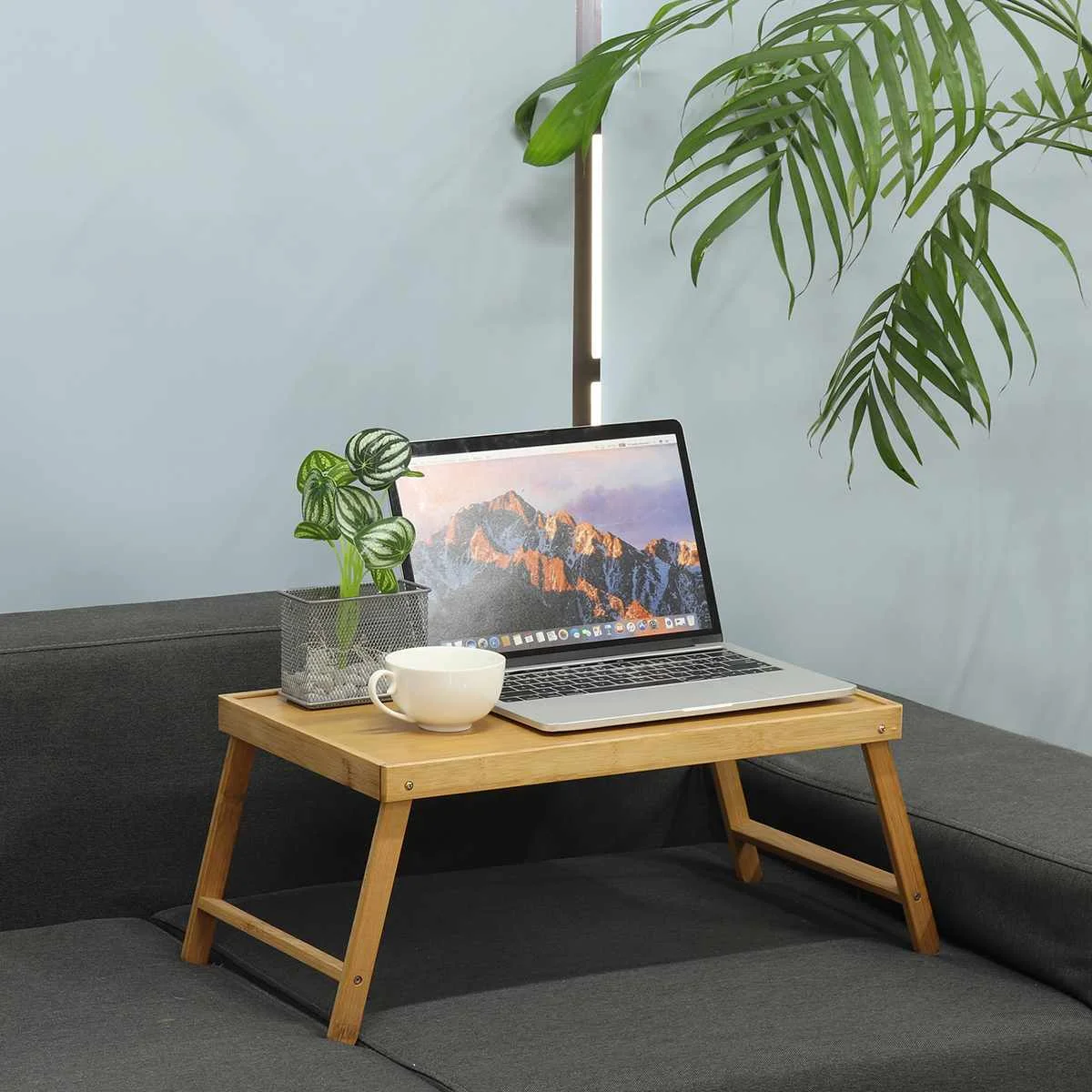 

Складная бамбуковая подставка для ноутбука, столик для спальни, портативный столик для чтения книг, поднос, 50 см
