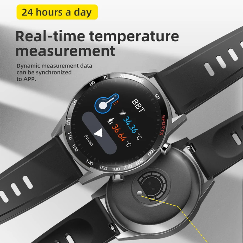 Умные часы Blutooth T23 фитнес трекер с температурой тела пульсометр умные для мужчин