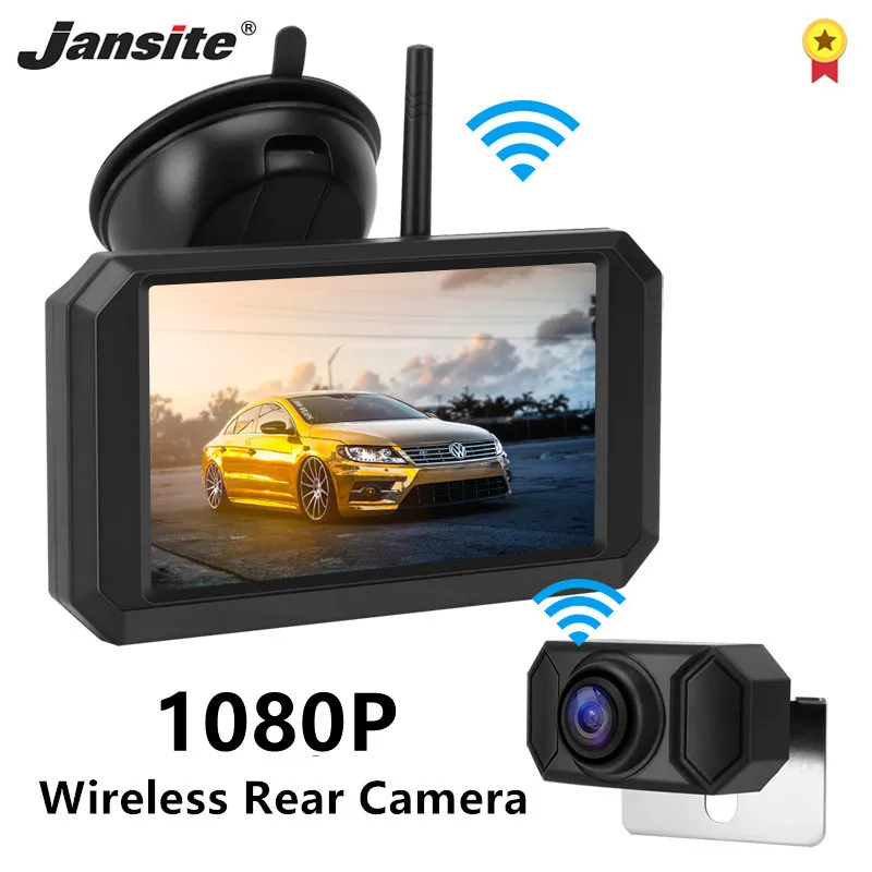 

Камера заднего вида Jansite, автомобильный монитор 5 дюймов 1080P, беспроводная камера заднего вида, Система помощи при парковке с цифровым сигнал...