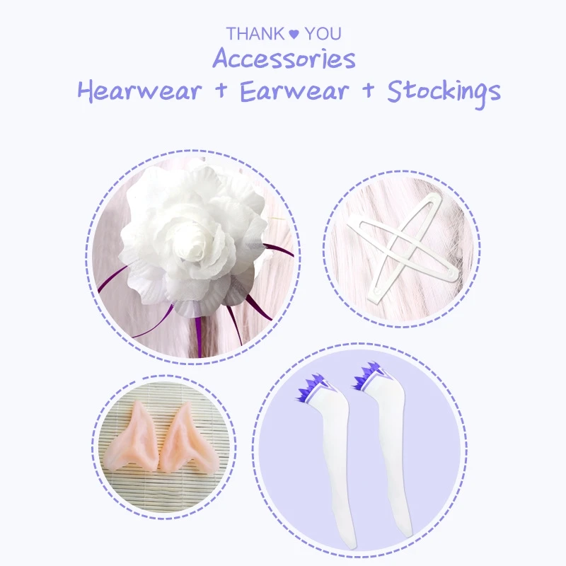 

Anime Re Zero Kara Hajimeru Isekai Seikatsu Emilia Cosplay Wigs Cloak Costumes with Accessories Props Christmas Halloween Party