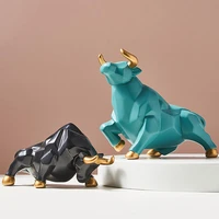 nordic abstract geometric bull artware animal sculpture home decoration accessories modern resin statue room craft figurine