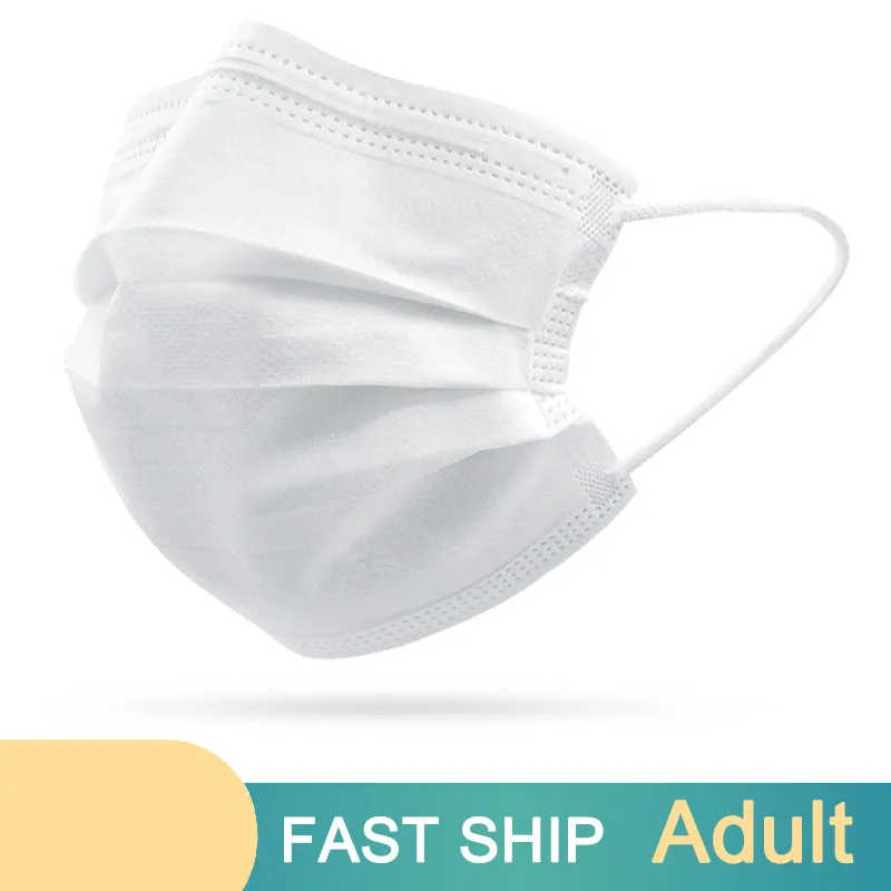 

Mouth Face Mask 10/50/100/200/500pcs Earloop White 3-layer Mouth Mask Disposable Non Wove Mask