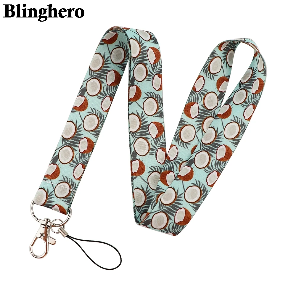 

CB466 Cute Fruit Lanyard For Keys Cute Coconut Phone Straps ID Card Passport Gym USB Badge Holder Keychain Lanyards Neck Straps