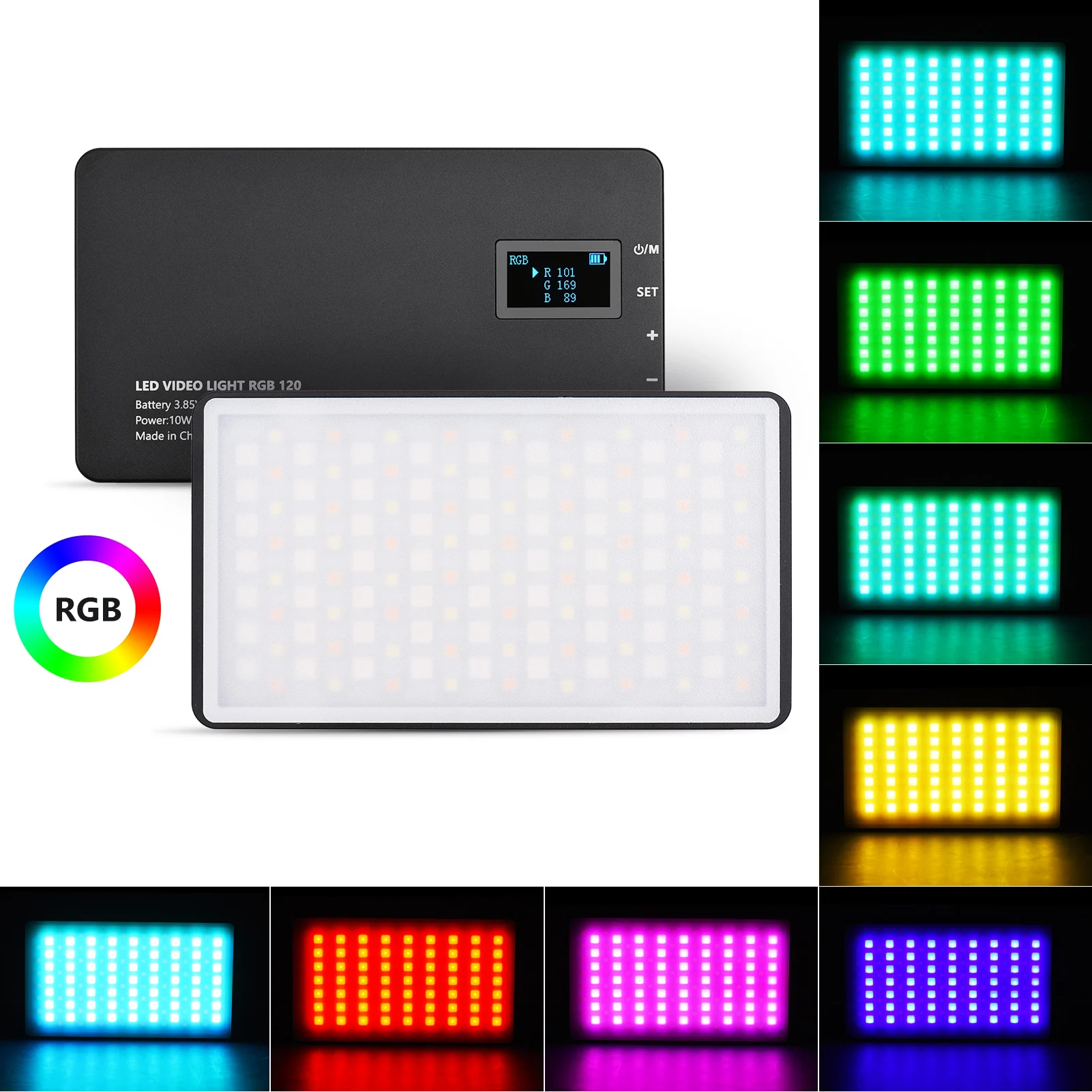 

Portable Pocket RGB LED Video Camera Light 2500K-8500K CRI 95+ Lamp with OLED Display Type-C Port for Live Streaming Photography