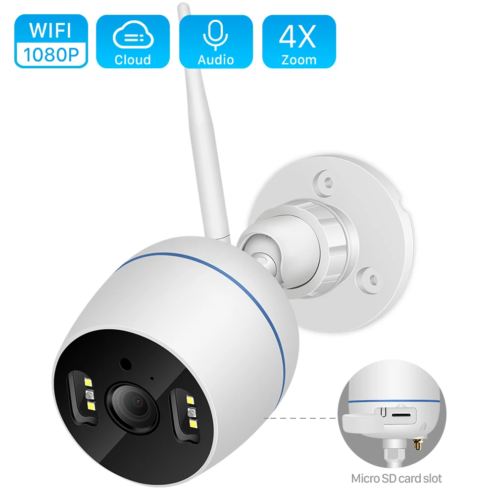 HD 2MP 1080P Водонепроницаемая WiFi IP камера двухсторонняя аудио беспроводная уличная камера 20 м полноцветная камера ночного видения CCTV камера безопасности