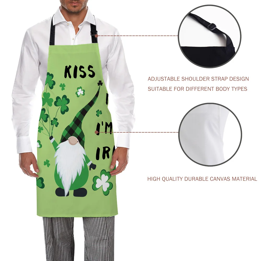 Зеленый Кухонный Фартук с клевером для женщин мужчин шеф-повара официанта кафе