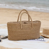 casual large capacity tote straw bags handmade woven women handbags summer beach basket bag lady travel bali big purses 2021
