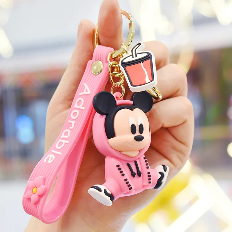 Брелок для ключей Disney Подвесные брелки из ПВХ с рисунком Микки и Минни подарок на