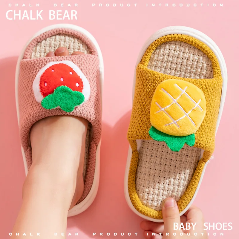 PADRISIMOS/Детские хлопковые тапочки Детские льняные с фруктами Сезон осень-зима