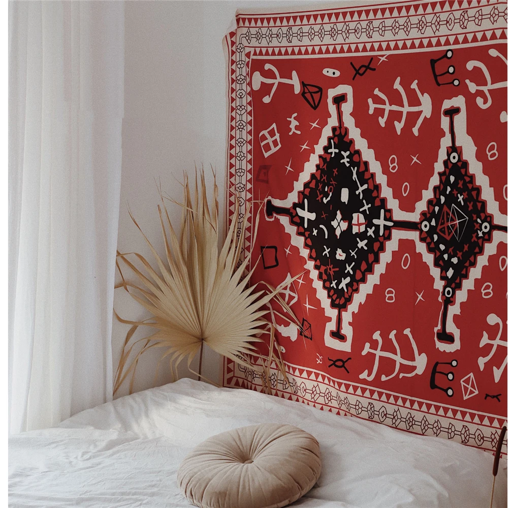 Богемный этнический МАНДАЛА ГОБЕЛЕН настенный марокканский красный хиппи