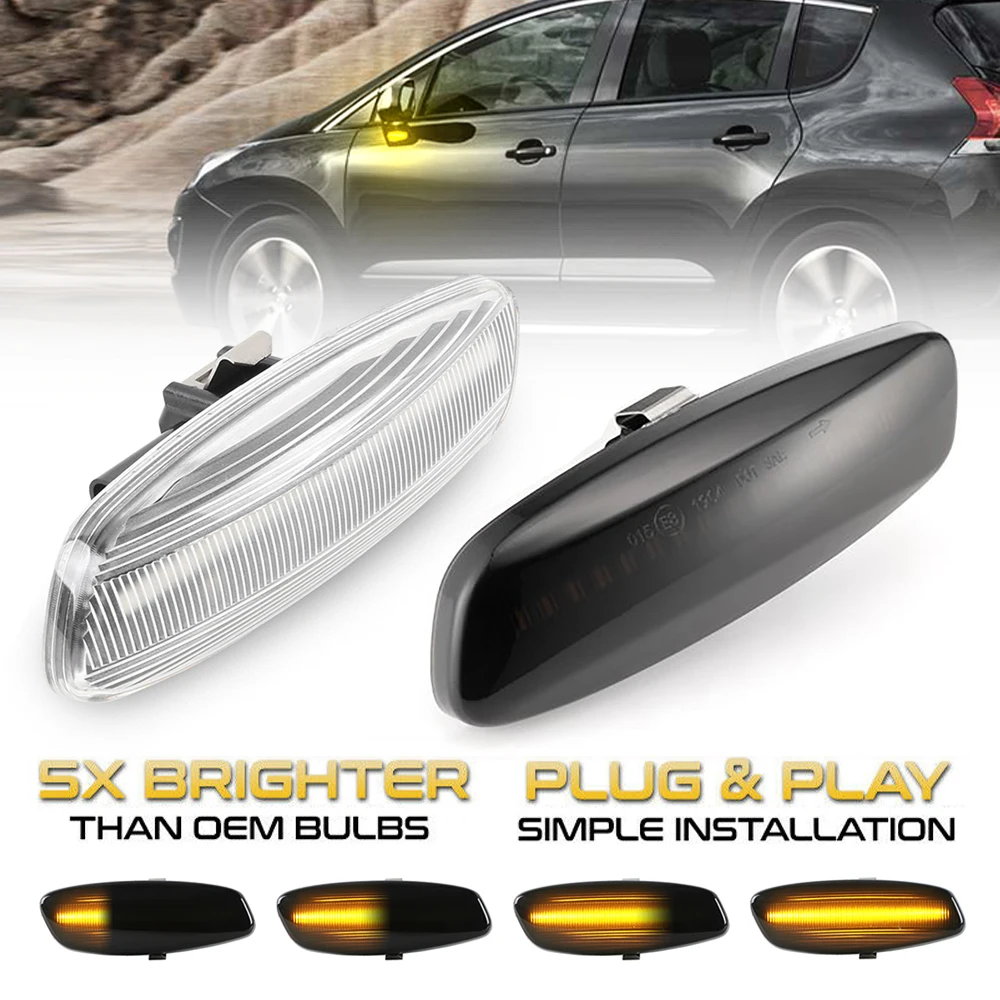 

2Pcs LED Car Dynamic Turn Signal Light Side Marker Lamp Blinker Amber For Peugeot 3008 T8 308 T7 207 5008 RCZ