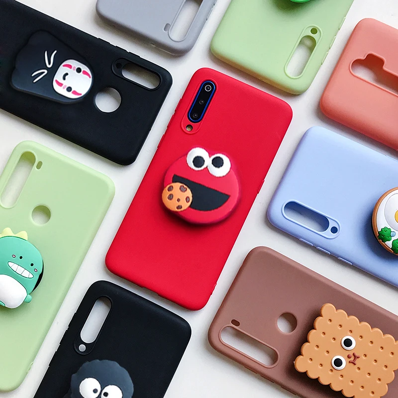3d silicone cartoon phone holder case for xiaomi redmi note 10 note 11 redmi note 10 pro note 10s 9 8t redmi10 mi poco f3 cover free global shipping