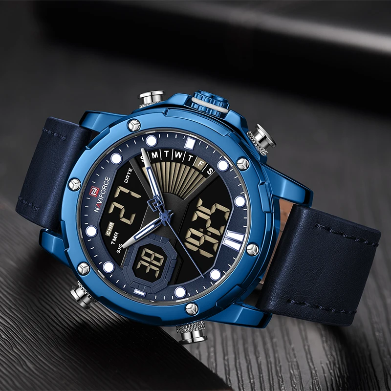 NAVIFORCE часы мужские спортивные кварцевые наручные часы мужские s двойной дисплей аналоговые цифровые часы мужские светящиеся Дата Relogio Masculino