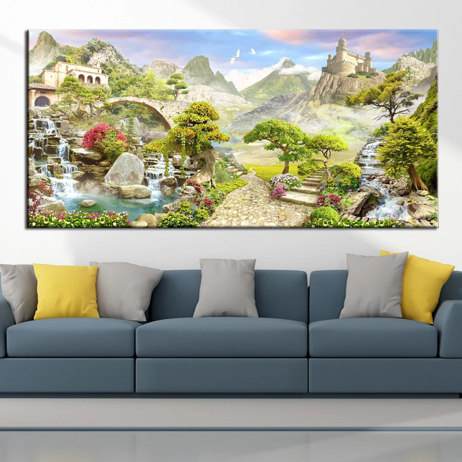 

Mountains and rivers scenery diy 5d diamond painting large cross stitch pictures mosaic embroidery interior paintings AA2933
