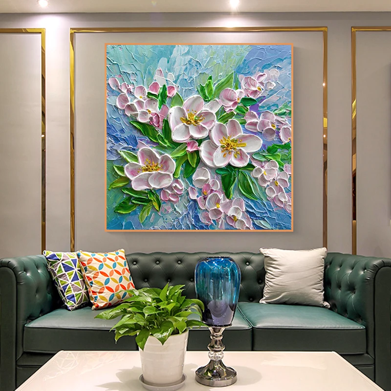 Ручная роспись маслом на холсте абстрактные розовые цветы Декор для гостиной
