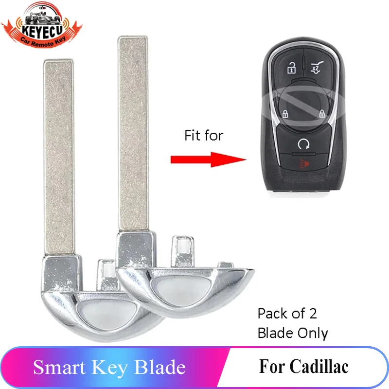 Запасная пара KEYECU аварийный смарт-пульт Prox Fob вставной ключ для Cadillac 2015-2018 Uncut Blade