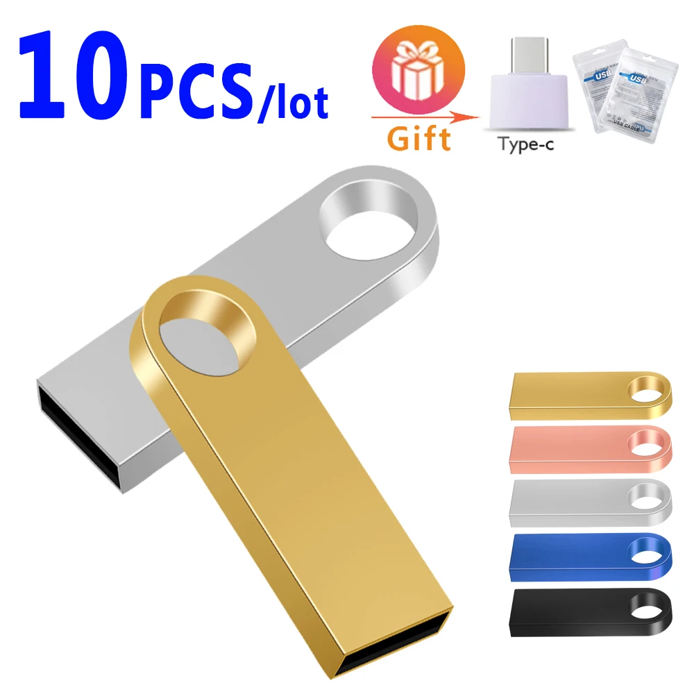 

10pcs/lot Top Quality Usb Flash Drive Metal Waterproof Pen Drive 4GB 8GB 16GB 32GB 64GB U Disk Cle USB 2.0 for Photography Gift