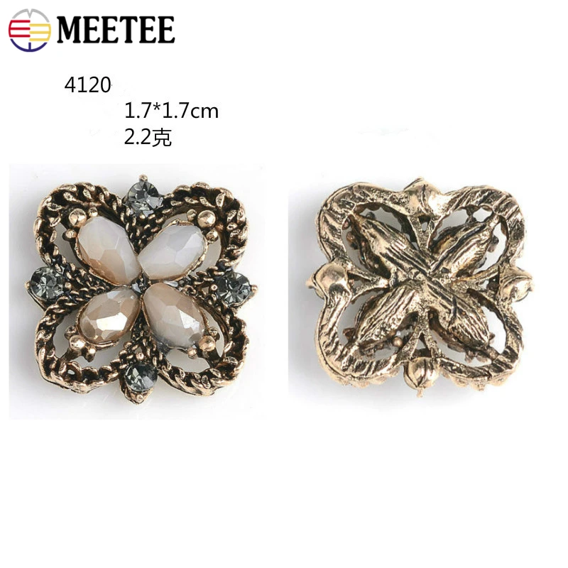 Meetee 10pcs Vintage Antique Gold Rhinestone Button Hand Jewelry Decoration Buckle DIY Crafts Sewing Accessories ZK043 | Дом и сад
