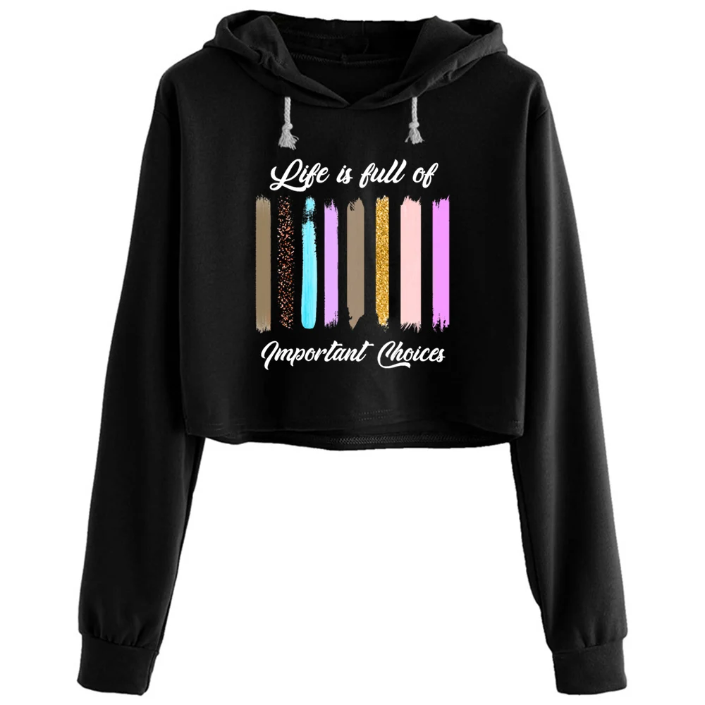 

Cosmetic Choices Crop Hoodies Women Aesthetic Kpop Korean Y2k Pullover For Girls