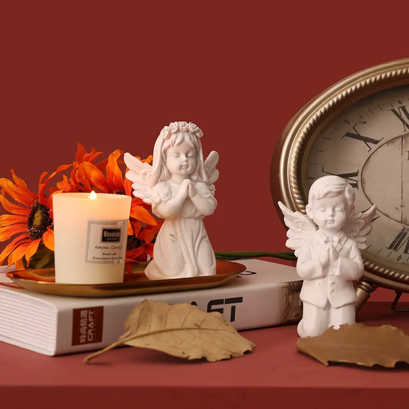 

Статуэтки ангелов из смолы ручной работы в Европейском стиле, Декор для дома, поделки, свадебные подарки, украшение на удачу, статуэтки на ст...